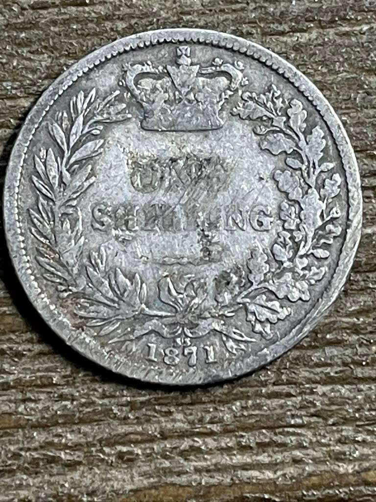 1871 *** Silver British 1 shilling *** filler silver coin