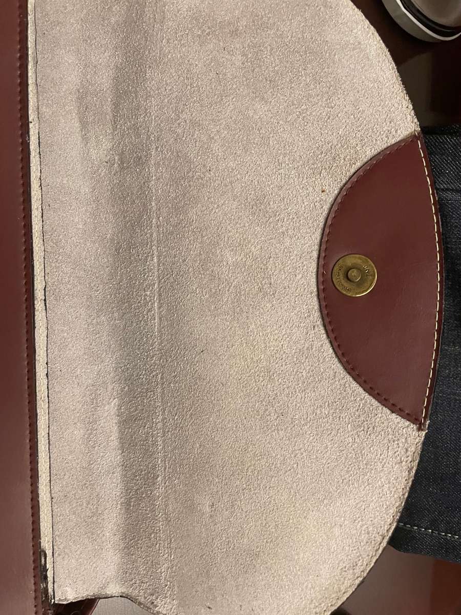 Leather sachel- genuine leather 2 division and one zipper