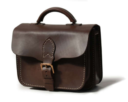 Genuine Leather Hand-stitched 15" Laptop Bag in Brown - with Solid Brass Buckles