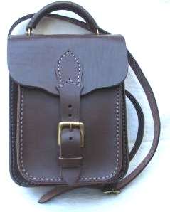 Genuine Leather Hand-stitched "A5" Upright Computer Bag - Black, Brown or Tan with Cast Clasp