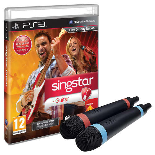 SINGSTAR + GUITAR PS3 GAME + 2X GENUINE SINGSTAR WIRELESS MICROPHONES!!!!