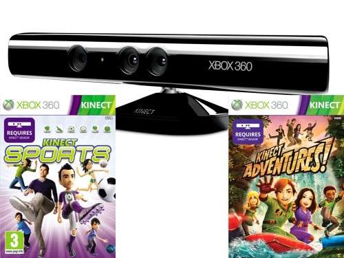 KINECT SENSOR+KINECT ADVENTURES + KINECT SPORTS GAME BUNDLE FOR XBOX 360 CONSOLES