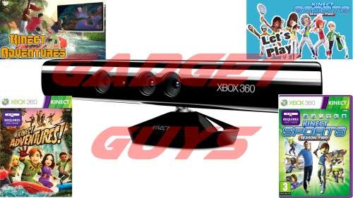 KINECT SENSOR+KINECT ADVETURES GAME + KINECT SPORTS SEASON TWO BUNDLE FOR XBOX 360 CONSOLES