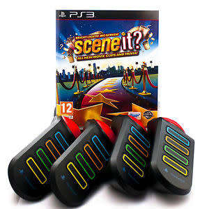 SCENE IT- BRIGHT LIGHTS, BIG SCREEN PS3 GAME + 4X WIRED BUZZER