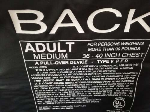 FOX LIFE JACKET/SKI VEST (ADULT/MEDIUM)