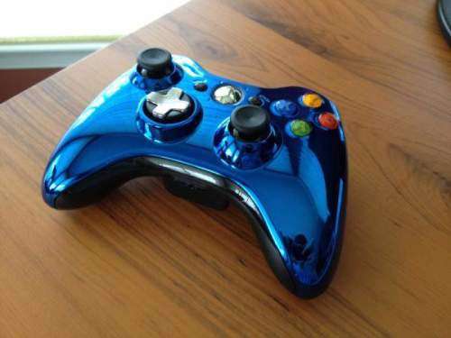 GENUINE MICROSOFT XBOX 360 -LIMITED EDITION- BLUE CHROME WIRELESS CONTROLLER