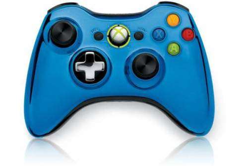 GENUINE MICROSOFT XBOX 360 -LIMITED EDITION- BLUE CHROME WIRELESS CONTROLLER