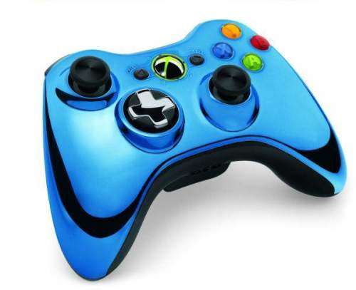 GENUINE MICROSOFT XBOX 360 -LIMITED EDITION- BLUE CHROME WIRELESS CONTROLLER