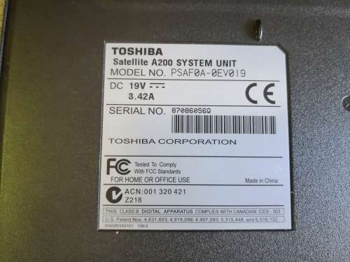 Toshiba Satellite A200 laptop (for spares/repairs)