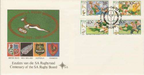 RSA - FDC 5.5  Centenary of the SA Rugby Board    Sold/Condition as per scan -
