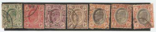 TRANSVAAL   SACC  250-257  KEDVII Definitive Issue   Â½d,1d,2d,4d.6d,2x1/-