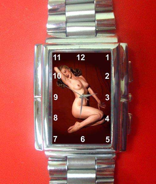 VERY BEAUTUL 36 mm MARILYN MONROE EROTIC ART COLLECTIBLE STEEL WATCH
