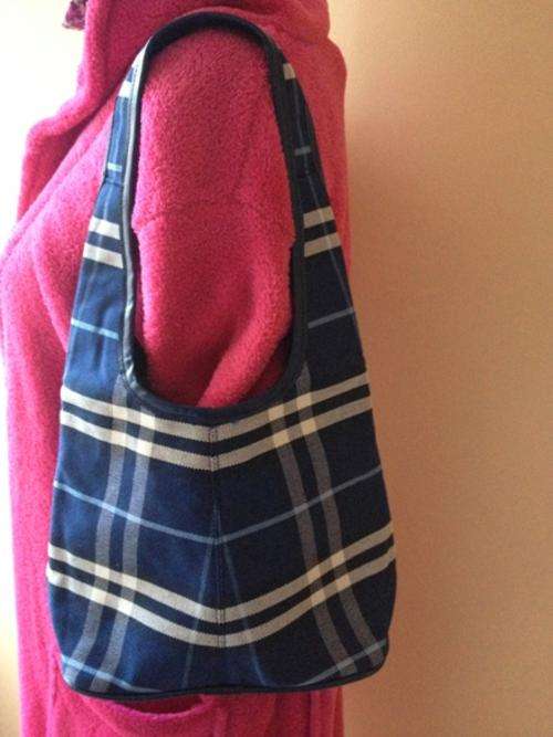 Burberry Blue Canvas Check Nova Designer Carrier Bag - New