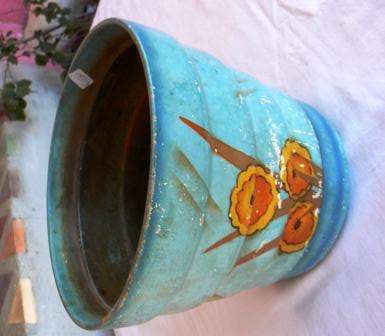 Turquoise Art Deco Pot planter to add colour in any pot plant collection