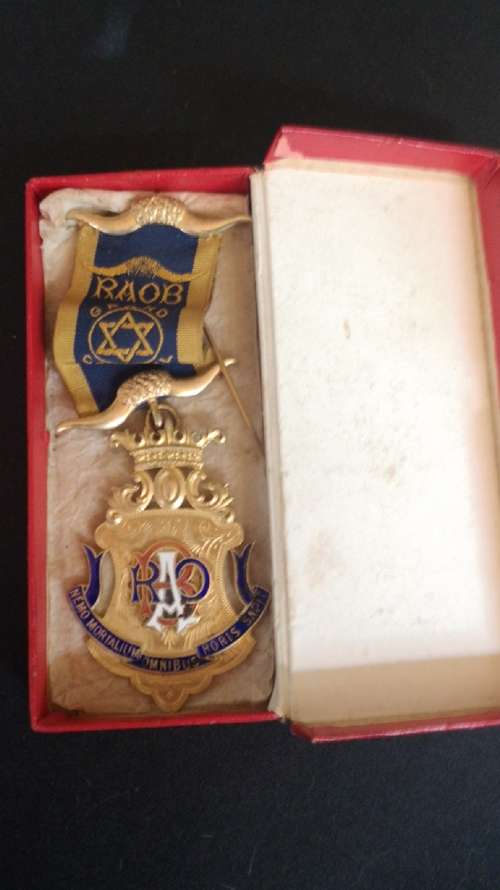 Hallmarked Silver RAOB medal in box 29.6g. (L Simpson)