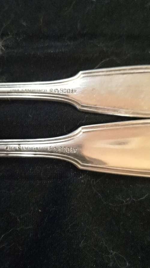Silver (800) Paul Sandig fish knife and fork, 112.3gr