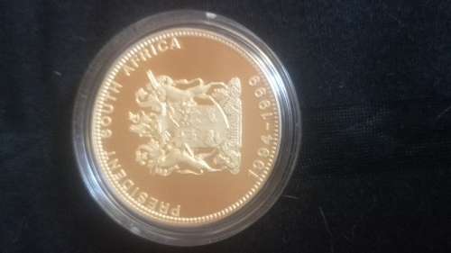 Mandela gold plated laser engraved coin