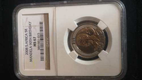 2008 Five Rand coin graded MS67