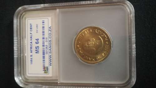 1964 South Africa Half Cent. Graded MS64