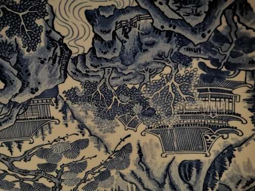 Spectacular Blue and White Imperial Imari plate (32 cm)