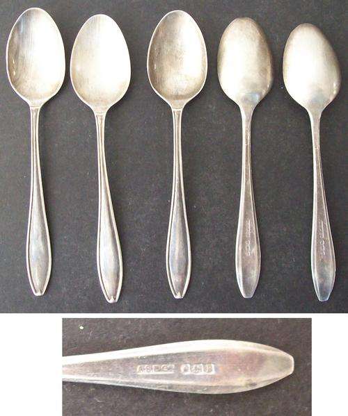 Set of 5 sterling silver spoons