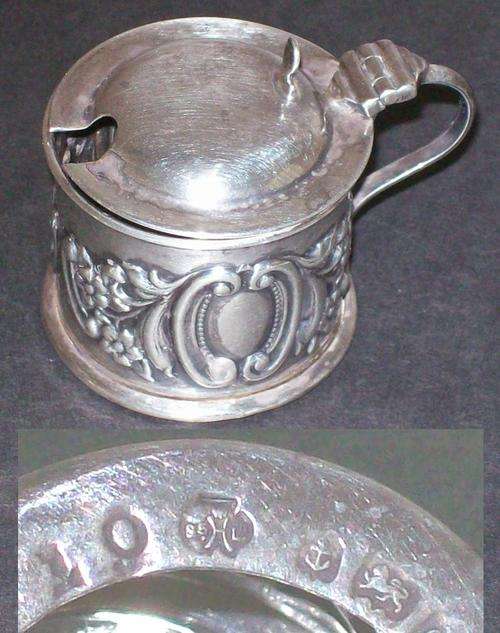 Antique sterling silver mustard pot