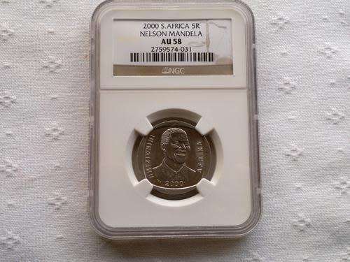 MANDELA 2000 R5 COIN - AU 58 NGC