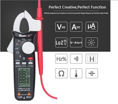 localstockMustool MT866 Digital True RMS Auto Ranging Clamp Meter Multimeter AC/DC Amp Clamp Meter