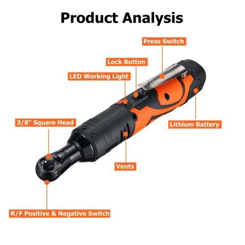 18V 60Nm Cordless Electric Ratchet Wrench 3/8 Inch drive with 1 battery