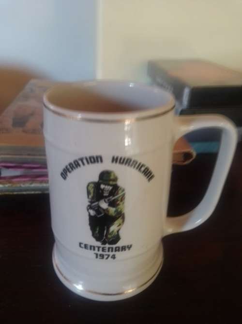 Two Rhodesian bush war souvenir, collectors item bush mugs
