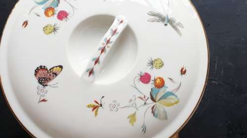 Gorgeous Royal Worcester Butterfly and Strawberry Serving Dish