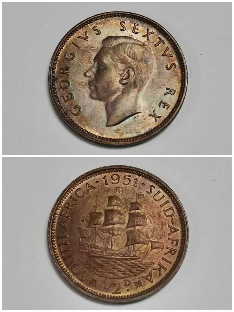 **R1 Auction**  Union 1/2 Penny 1951 - Beautiful condition