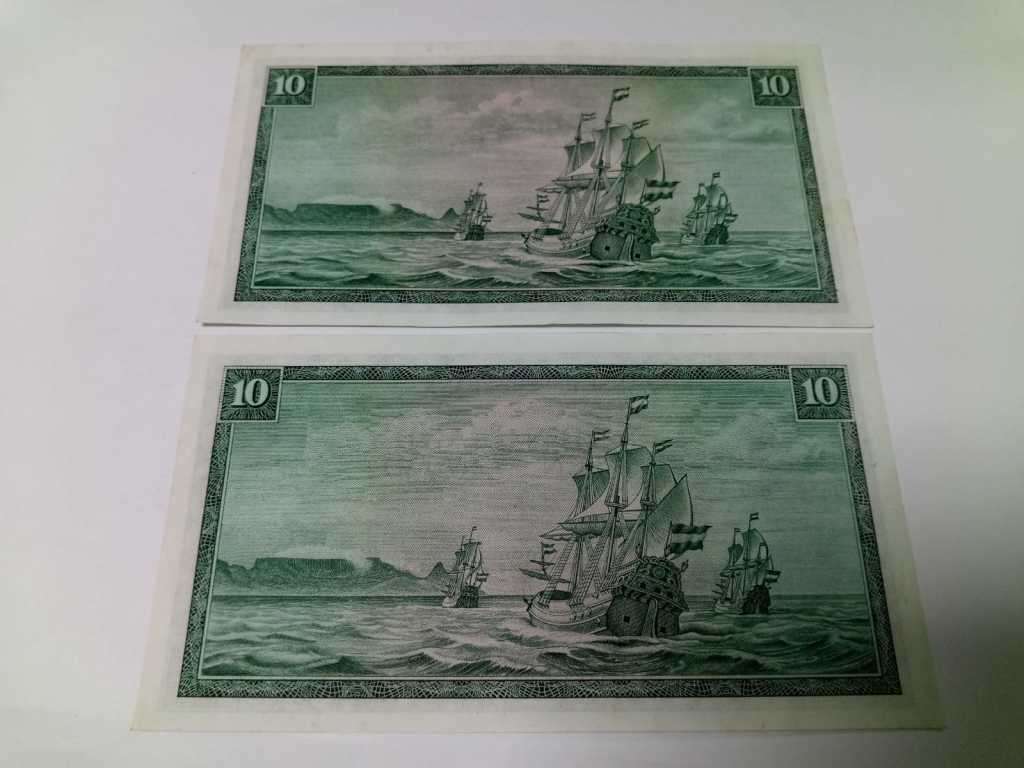 **R1 Auction**  Pair of RSA 10 Rand 1975(TW de Jongh 3rd Issue) - aUNC condition