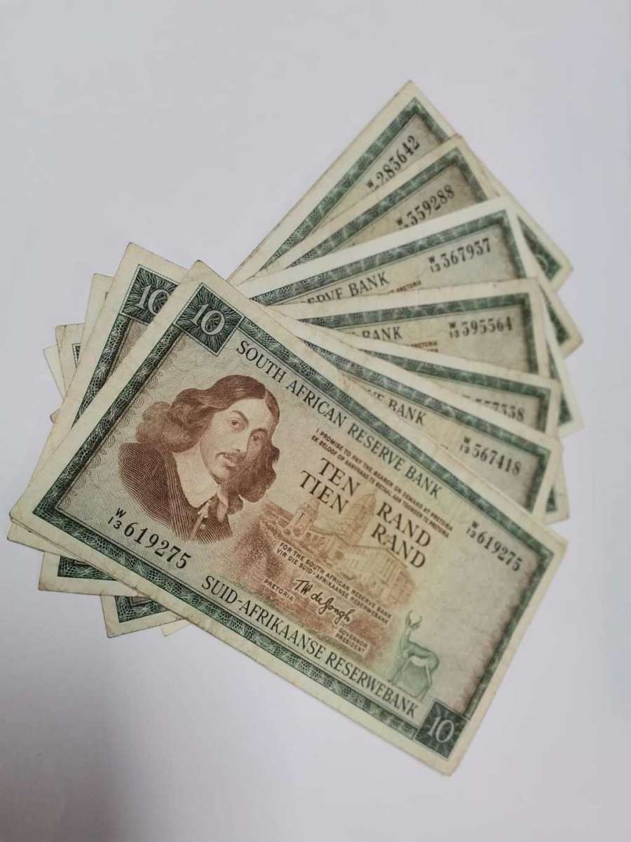 RSA 10 Rand 1976(TW de Jongh 3rd Issue) - W13 Replacement(Riebeeck watermark)