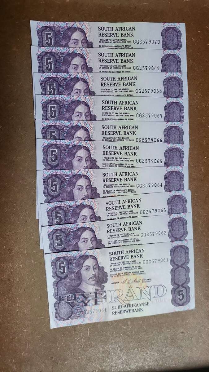 RSA 5 Rand early 1990's(C Stals 1st Issue) - 10 in Sequence - aUNC condition