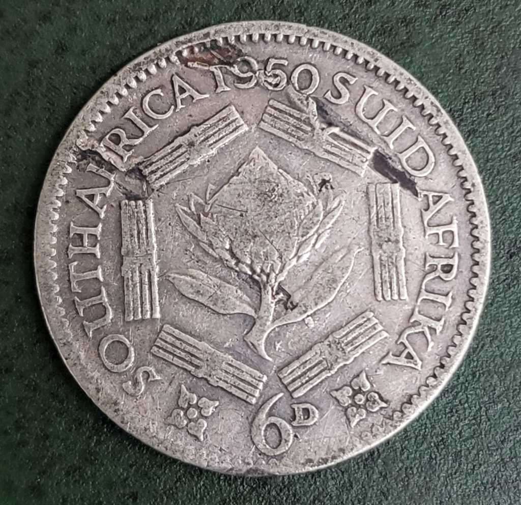 *R1 Auction* Union Sixpence 1950 - Error Cracked Die