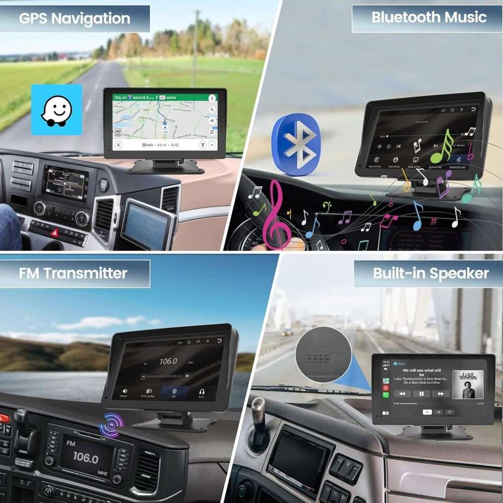 Portable Apple Carplay Screen Android Auto Wireless Car Stereo 7 Inch