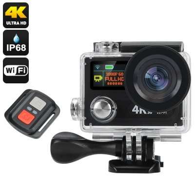 Action camera 4K Ultra HD - 30M Waterproof - Remote control - 12MP Sony Sensor - Black - 1 available