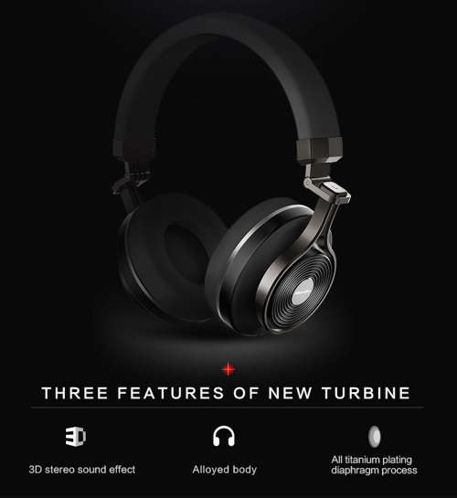 Bluetooth Headphones - Bluedio T3 Plus - Memory foam - 3D Sound Effect - Micro SD Card Slot -  Black