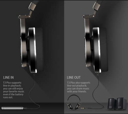 Bluetooth Headphones - Bluedio T3 Plus - Memory foam - 3D Sound Effect - Micro SD Card Slot -  Black