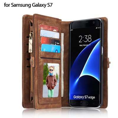 Samsung Galaxy S7 Edge wallet Phone Flip cover - With card slot holders PU Leather - Brown