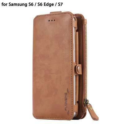 Samsung Galaxy S6 / S6 Edge / S7 wallet Flip cover - PU Leather - Brown