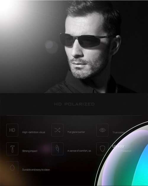 Sunglasses For Men - VEITHDIA - Aluminum Magnesium - Polarized - Grey Frame