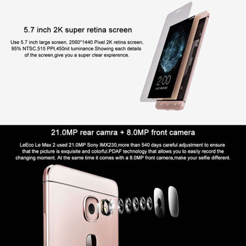 LeEco LeTV Le Max 2 - Snapdragon 820 CPU, 6GB RAM, 128GB ROM, 21MP Cam, 2K Display