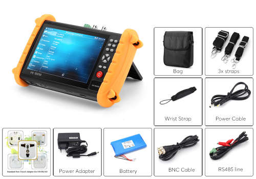 Surveillance Camera Tester - 7 Inch Display, ONVIF, Wi-Fi, Cable Tester, IP Scan, Ping Test