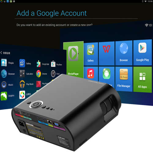 HD Projector - Android, Wi-Fi, DLNA, Airplay, Miracast, HD Resolution, 1080P Support, 3200 Lumen