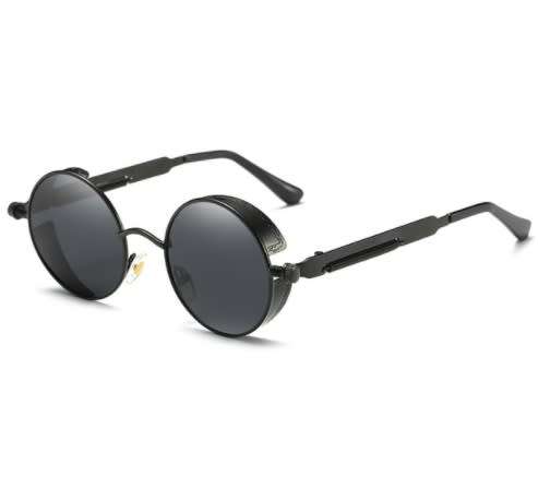 Men Polarized Sunglasses Gothic Steampunk - Black Frame/Black Lens