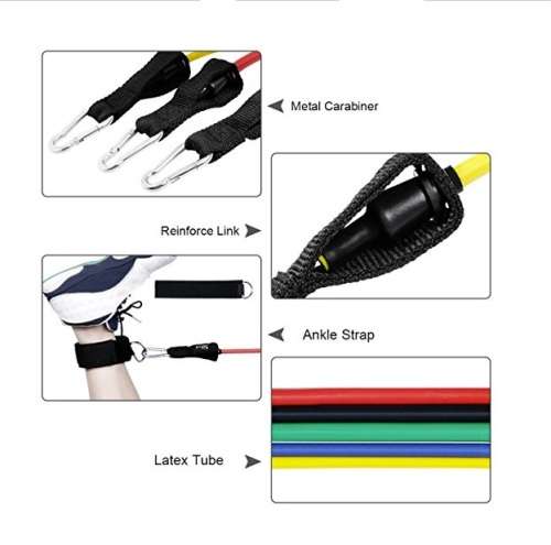 Resistance Band Set - Include 5 Stackable Exercise Bands with Waterproof Carrying Case,extras