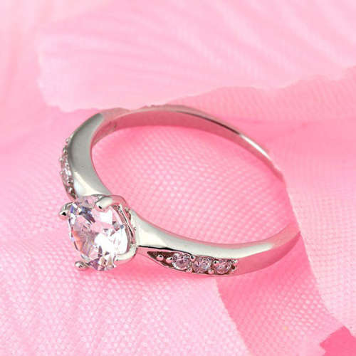Sterling Silver Engagement Ring With Cubic Zirconia - For Women