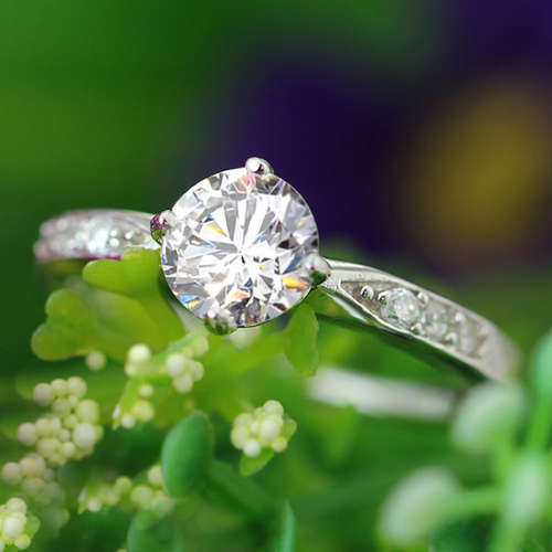 Sterling Silver Engagement Ring With Cubic Zirconia - For Women